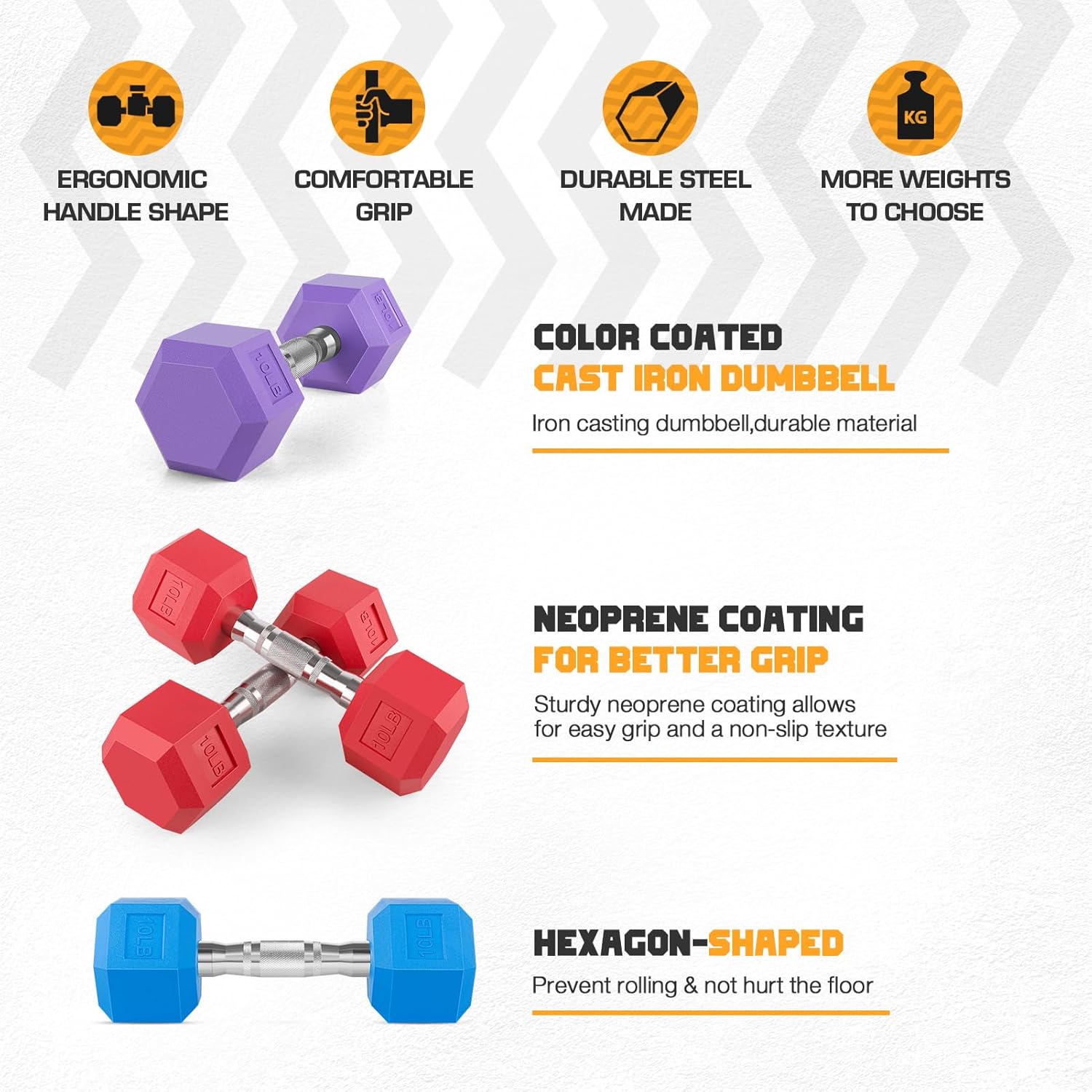 Weights Dumbbells Pink Colors Compatible with Set of 2 Neoprene/Rubber Dumbbells,1-15 LB, Anti-Slip, Anti-Roll, Hex Shape
