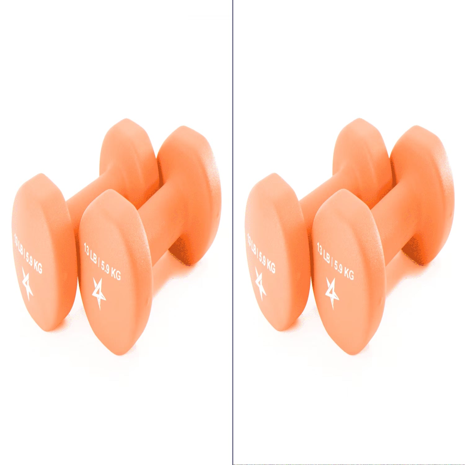 13LBS Set of 2 Neoprene Coated Dumbbells, Pair of Hand Weights for Women, Various Weight Options and 15 Color Choices - Pink